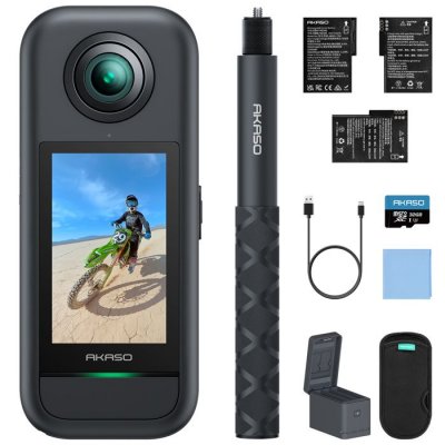 AKASO  Cam&eacute;ra Sport 360 5.7K 48MP Vid&eacute;o 72MP Photo Cam&eacute;ra Sport 360&deg; Carte M&eacute;moire 32Go(incluse) Noir