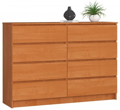 Akord - Commode K140 Aulne 138 cm 8 tiroirs fa&ccedil;ade Aulne 138x40x99 cm