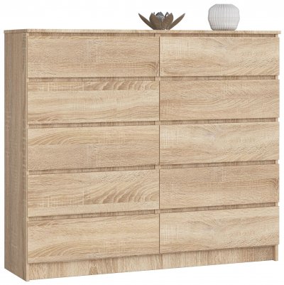Akord - Commode K140 Ch&ecirc;ne Sonoma 138 cm 10 tiroirs fa&ccedil;ade Ch&ecirc;ne Sonoma 138x40x121 cm