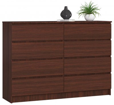 Akord - Commode K140 Weng&eacute; 138 cm 8 tiroirs fa&ccedil;ade Weng&eacute; 138x40x99 cm