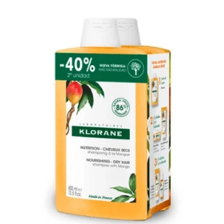 KLORANE Al Mango shampoing nourrissant pour cheveux secs duo 2 x 400 ml