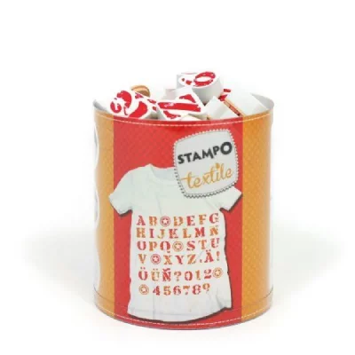 ALADINE  Set 45 Tampons Textiles Alphabet + Encreur