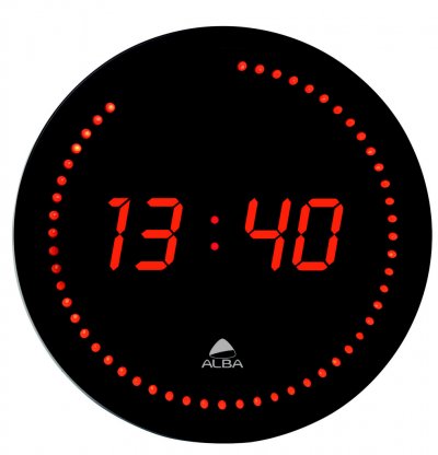 ALBA Horloge murale LED - Noir - Diodes rouges - 32x31,5x5,4cm