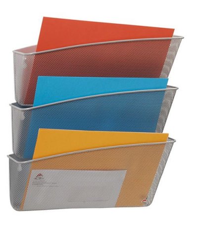 ALBA  MESHFILE M Set de 3 Corbeilles Murales en M&eacute;tal Mesh Gris M&eacute;tal