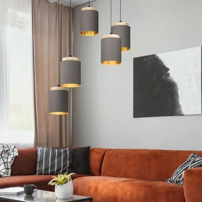 EGLO Albariza plafonnier suspendu 5 lampes cluster noir, marron