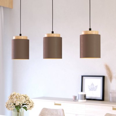 EGLO Albariza Plafonnier Suspendu &Agrave; 3 Lampes &Agrave; Barre Droite Noir, Marron