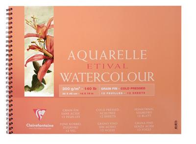 CLAIREFONTAINE Album Spiral&eacute; Etival Grain Fin 18x24cm 12 feuilles 300g