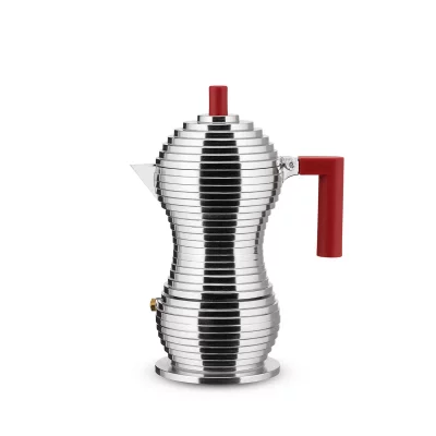 ALESSI  - Machine &agrave; expresso Pulcina, 15 cl, argent / rouge