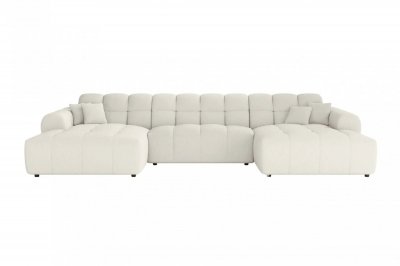 CASANOVA PARIS Alexia - Canap&eacute; Panoramique Tissu Bouclette 5 Places Beige