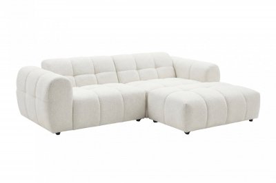 CASANOVA PARIS Alexia Mini - Canap&eacute; D'angle Tissu Bouclette 3 Places Beige Gauche