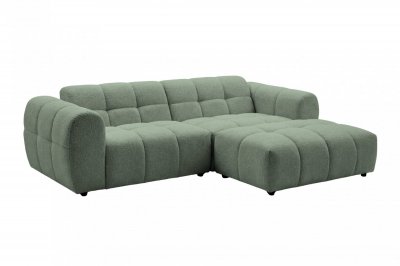 CASANOVA PARIS Alexia Mini - Canap&eacute; D'angle Tissu Bouclette 3 Places Vert Gauche