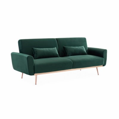 SWEEEK Alice'S Garden Canap&eacute; convertible design en velours vert anglais - Oskar