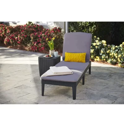 KETER ALLIBERT Bain de soleil JAIPUR - imitation resine tressee - Gris