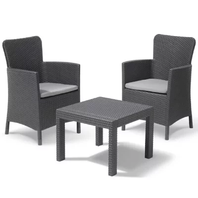 KETER Allibert mobilier d'ext&eacute;rieur 3 pcs salvador graphite 221307 408938