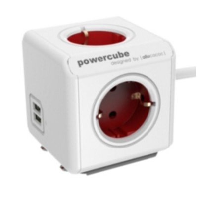 UNISEX Allocacoc powercube extended usb + c&acirc;ble 1,5 m rouge type f DFX-118974