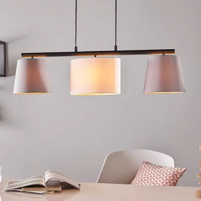 EGLO Almeida plafonnier suspendu &agrave; 3 lampes, barre droite, noir