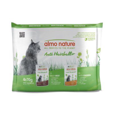 ALMO NATURE HOLISTIC Almo Nature Anti boules de poils multipack au boeuf & poulet pour chat (6x70g) 6 x 70 g