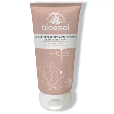 ALOESOL  Cr&egrave;me R&eacute;paratrice 75% Aloe Vera Bio 150ml 