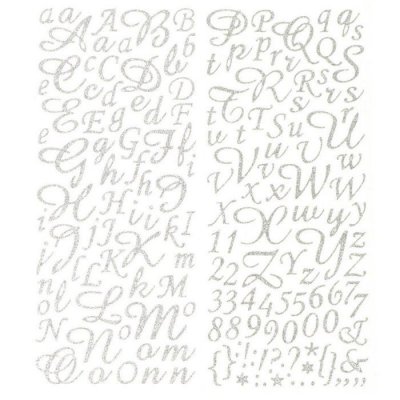 ARTEMIO Alphabet autocollant paillet&eacute; - Argent - 177 lettres