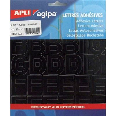 APLI AGIPA Alphabet et symboles autocollant 30 x 22 mm noir - 
