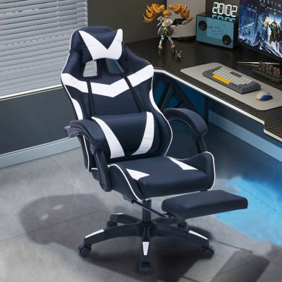CONCEPT USINE Altair - Chaise gaming de bureau ergonomique inclinable noir et blanc
