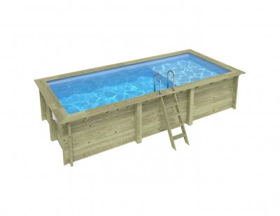 ALTANKA  Piscine bois Aqua 6,10 x 2,85 x h1,31m avec plage - A sceller