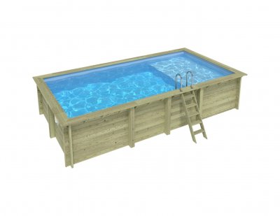 ALTANKA  Piscine bois Aqua 7,00 x 3,75 x h1,45m avec plage - A sceller