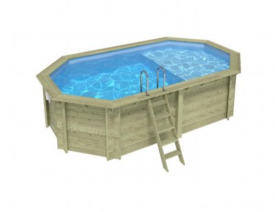 ALTANKA  Piscine bois Nemo 5,79 x 3,49 x h1,45m avec plage - A visser