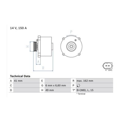 BOSCH Alternateur, 14 V, par ex. pour BMW, Land Rover