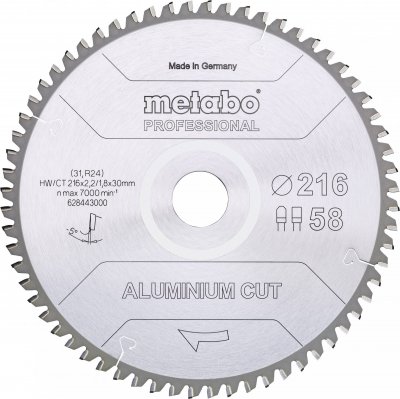 METABO ALUMINIUM CUT PROFESSIONAL 628288000 Lame de scie circulaire 160 x 20 x 1.2 mm Nombre de dents: 48
