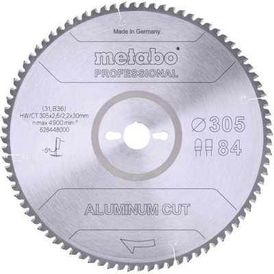 METABO ALUMINIUM CUT PROFESSIONAL 628448000 Lame de scie circulaire 305 x 30 x 2.2 mm Nombre de dents: 84
