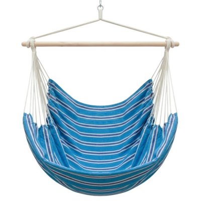 AMANKA  XXL Si&egrave;ge Suspendu en Toile 185x130cm hamac pour s'asseoir Rayures Bleues