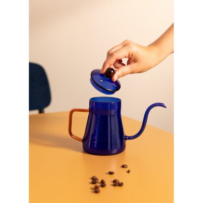 CREATE AMBAR COLLECTION - Th&eacute;i&egrave;re 350ml en Verre Borosilicat&eacute; - Bleu cobalt