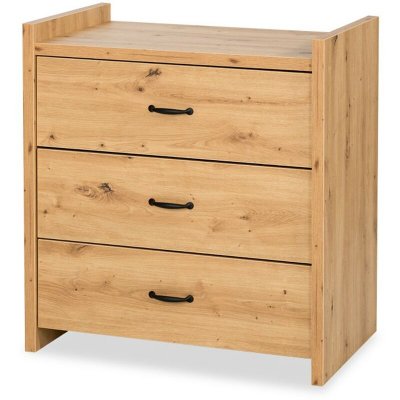 MONMOBILIERDESIGN AMELIA Commode b&eacute;b&eacute; avec plan &agrave; langer amovible et 3 tiroirs Ch&ecirc;ne