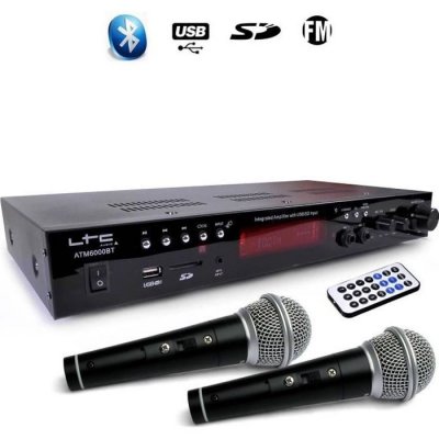 LTC Amplificateur  ATM6000BT st&eacute;r&eacute;o HIFI 100W USB/SD/MP3/Bluetooth & Karaok&eacute; avec 2 Micros filaires