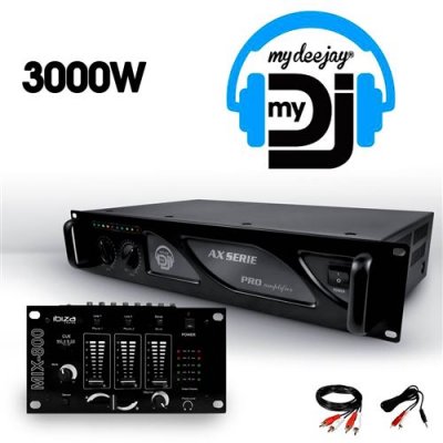 IBIZA SOUND Amplificateur sono 2 x 1500W MY DEEJAY AX-3000 MyDj + table de mixage DJ sono MIX800 Ibiza