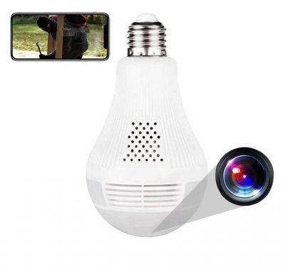 YONIS Ampoule Cam&eacute;ra Espion 360&deg; Infrarouge HD Bidirectionnelle WiFi