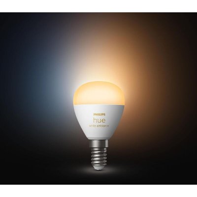 PHILIPS HUE Ampoule connect&eacute;e Led sph&eacute;rique  E14 5,1W - White Ambiance