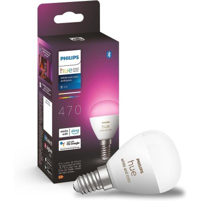 PHILIPS HUE Ampoule connect&eacute;e Led sph&eacute;rique  E14 5,1W - White & Color