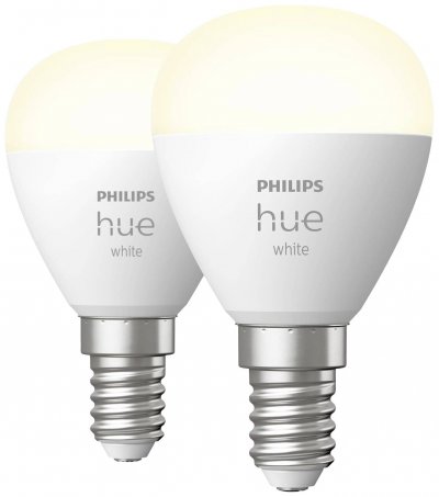 PHILIPS HUE Ampoule connect&eacute;e  White spherique E14 EU x2