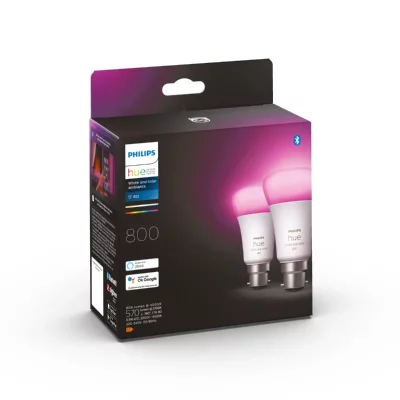PHILIPS HUE Ampoule Connect&eacute;e Philips Pack X 2 Ampoules White&colors B22