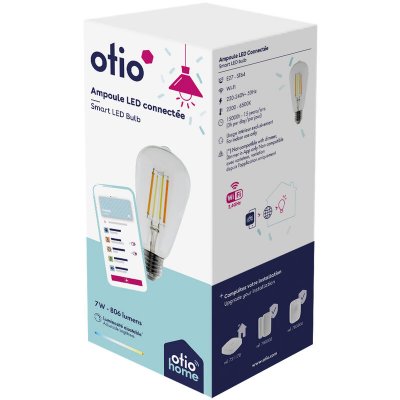 OTIO Ampoule connect&eacute;e WIFI Filament LED Design E27 7W - 