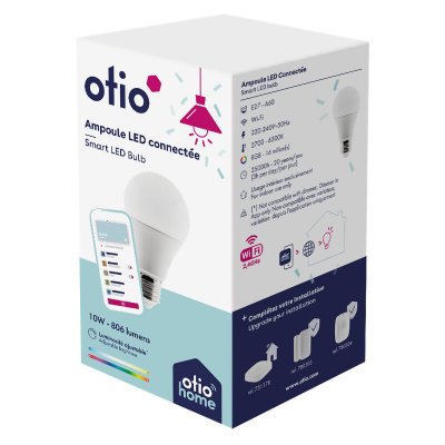OTIO Ampoule connect&eacute;e WIFI LED E27 10W RVB complet - 