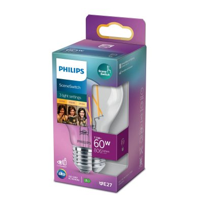 PHILIPS Ampoule LED 2-5-8W Sceneswitch (80/320/806lm) Filament E27 - 