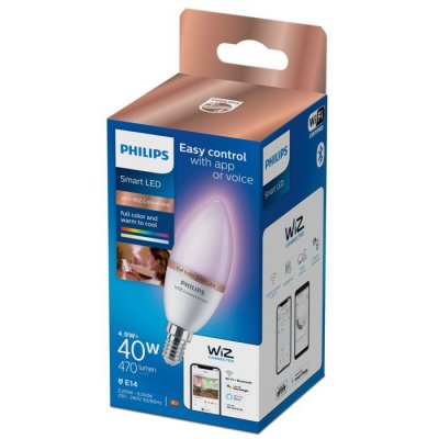 PHILIPS Ampoule LED connect&eacute;e flamme WIZ E14 Blancs & Couleurs