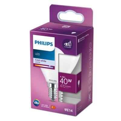 PHILIPS Ampoule Led E14 Sph&eacute;rique Blanc-froid D&eacute;polie 40w X1  - L'unit&eacute;