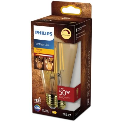 PHILIPS Ampoule LED E27 50W claire ambr&eacute;e, coloris blanc chaud