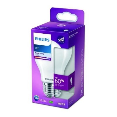 PHILIPS Ampoule LED E27 A60 806lm 7W = 60W IP20 blanc froid 