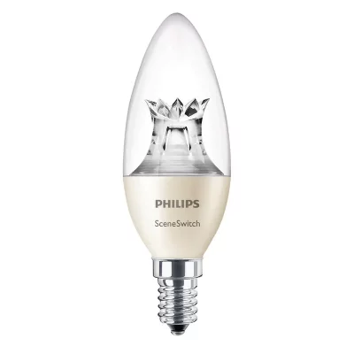 PHILIPS Ampoule LED Flamme 3 intensit&eacute;s  Sceneswitch Claire E14 40W