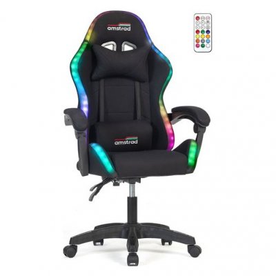 AMSTRAD AMS-910-LED-BK Fauteuil / Chaise de bureau Gamer noir avec &eacute;clairage LED 366 effets - T&eacute;l&eacute;commande